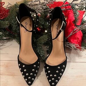 Qupid Black Studded Heels